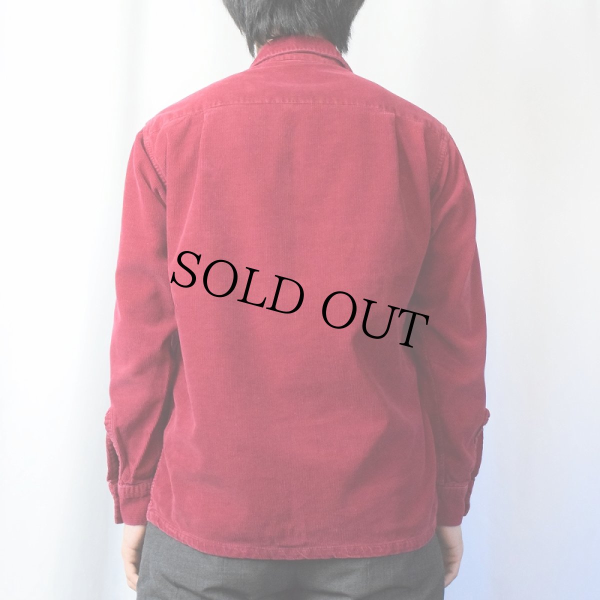 画像3: 60's Wareick コーデュロイオープンカラーシャツ WINERED M (3)