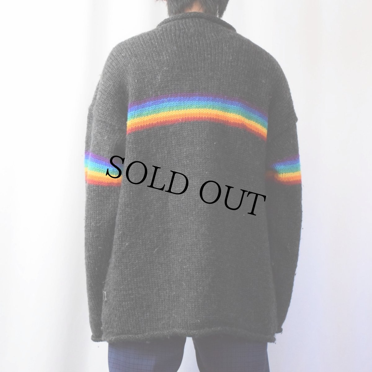 画像3: MAGIK ロールネック レインボーウールニットセーター XL (3)