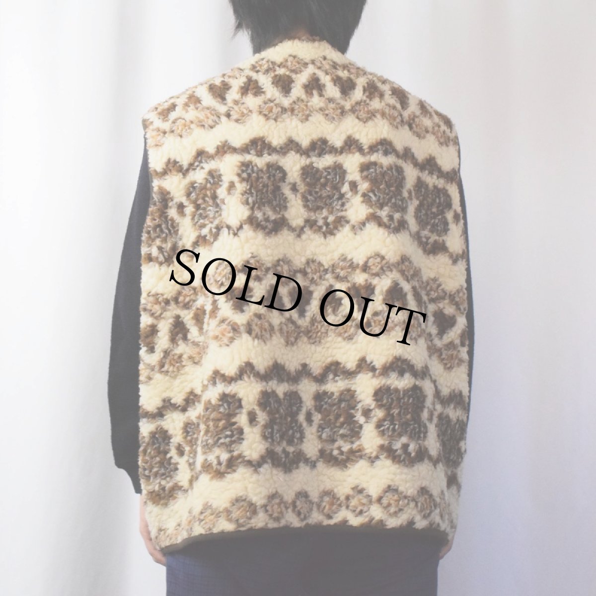 画像3: Das Edle 総柄 メリノウールボアベスト XL (3)