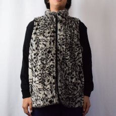 画像2: Coldwater Creek レオパード柄 モダクリル×ポリエステル フェイクファーベスト SIZE1X (2)