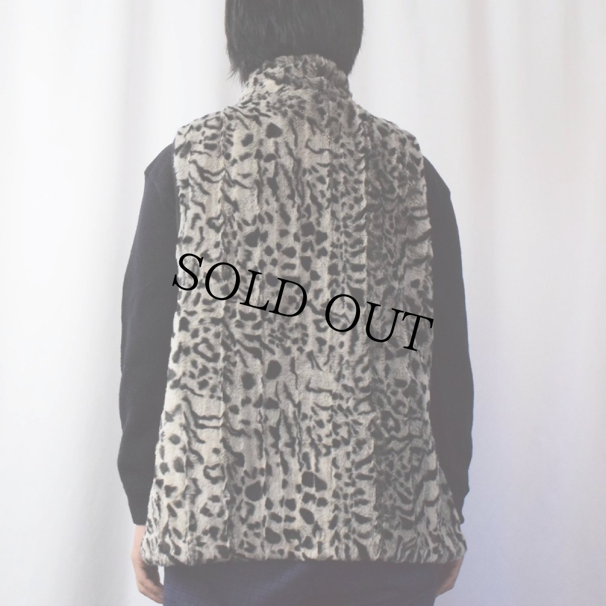 画像3: Coldwater Creek レオパード柄 モダクリル×ポリエステル フェイクファーベスト SIZE1X (3)