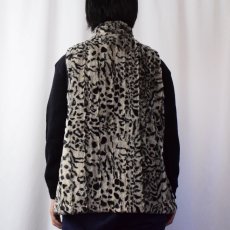 画像3: Coldwater Creek レオパード柄 モダクリル×ポリエステル フェイクファーベスト SIZE1X (3)