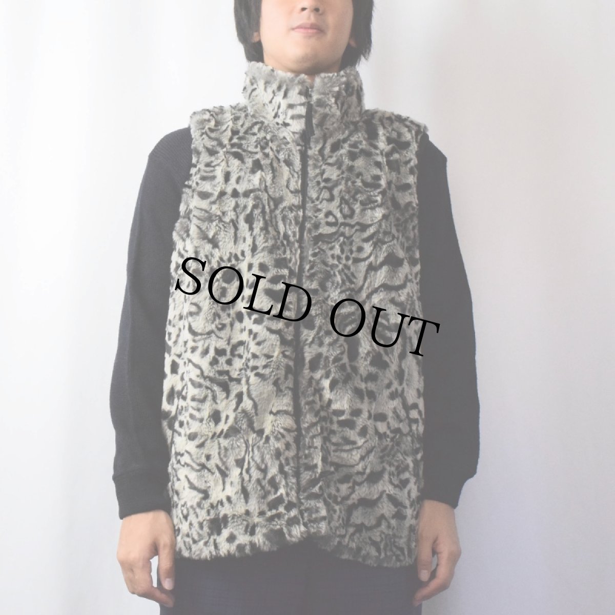 画像2: Coldwater Creek レオパード柄 モダクリル×ポリエステル フェイクファーベスト SIZE1X (2)