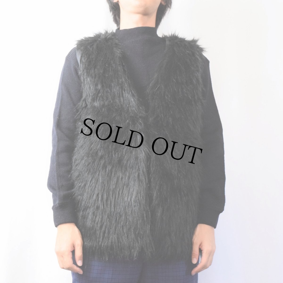 画像2: WENXI フェイクファーベスト BLACK XXXL (2)