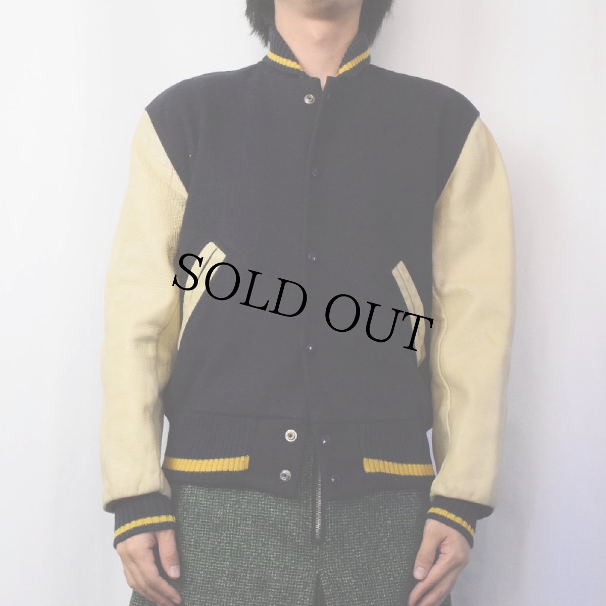 画像2: 70〜80's Allion AWARD Jacket レザー×メルトンウールスタジャン NAVY (2)