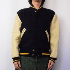 画像2: 70〜80's Allion AWARD Jacket レザー×メルトンウールスタジャン NAVY (2)