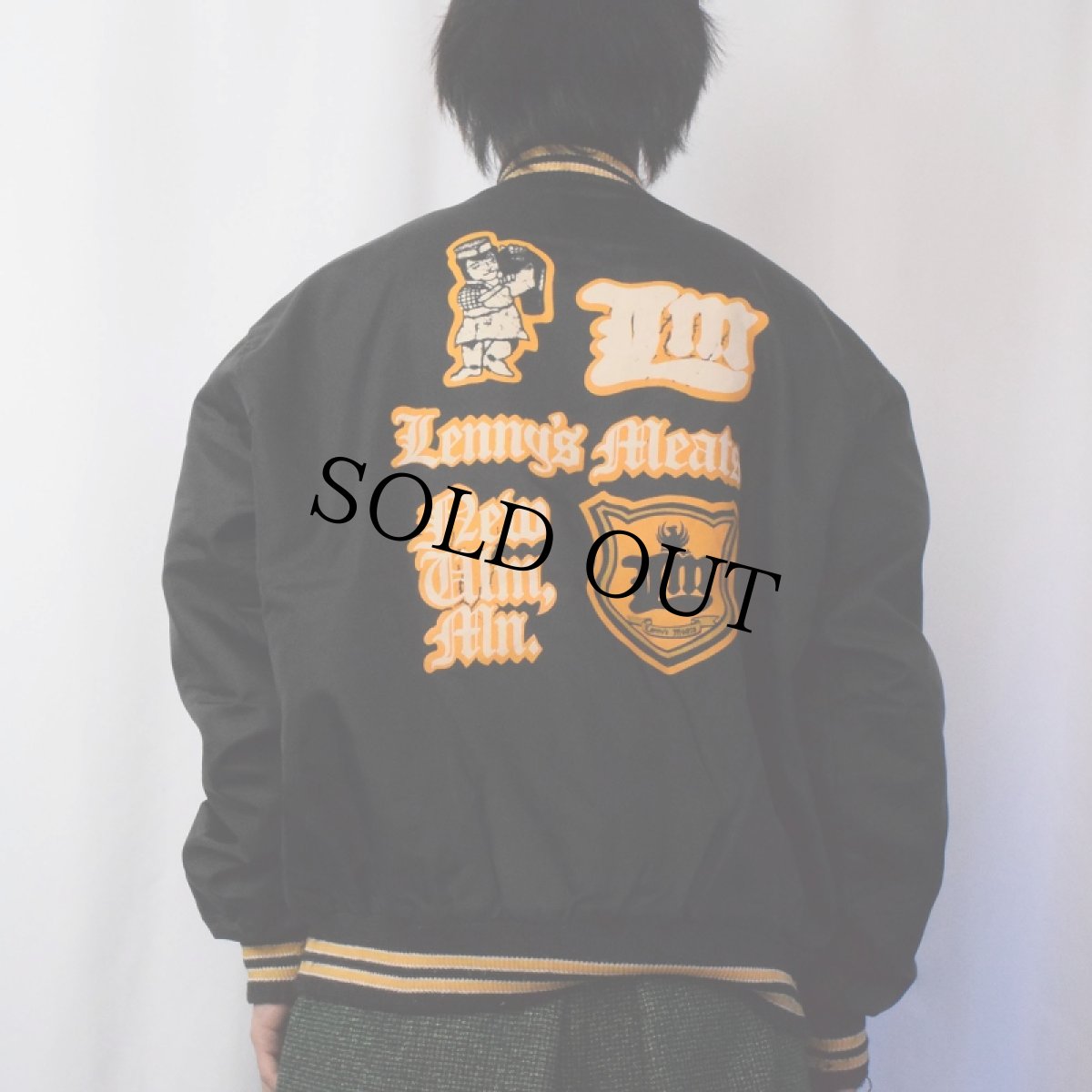 画像4: 70's WEST WIND "Lenny's Meats" 中綿ナイロンスタジャン BLACK XL (4)