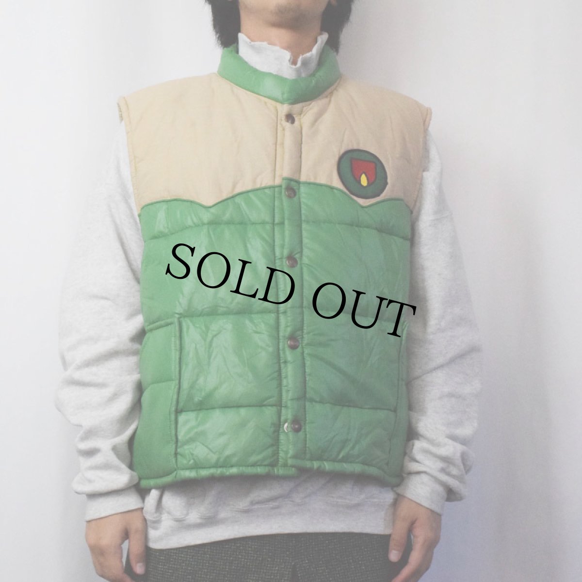 画像2: 70's Swingster USA製 パッチ付き ウエスタン中綿ナイロンベスト XXL (2)