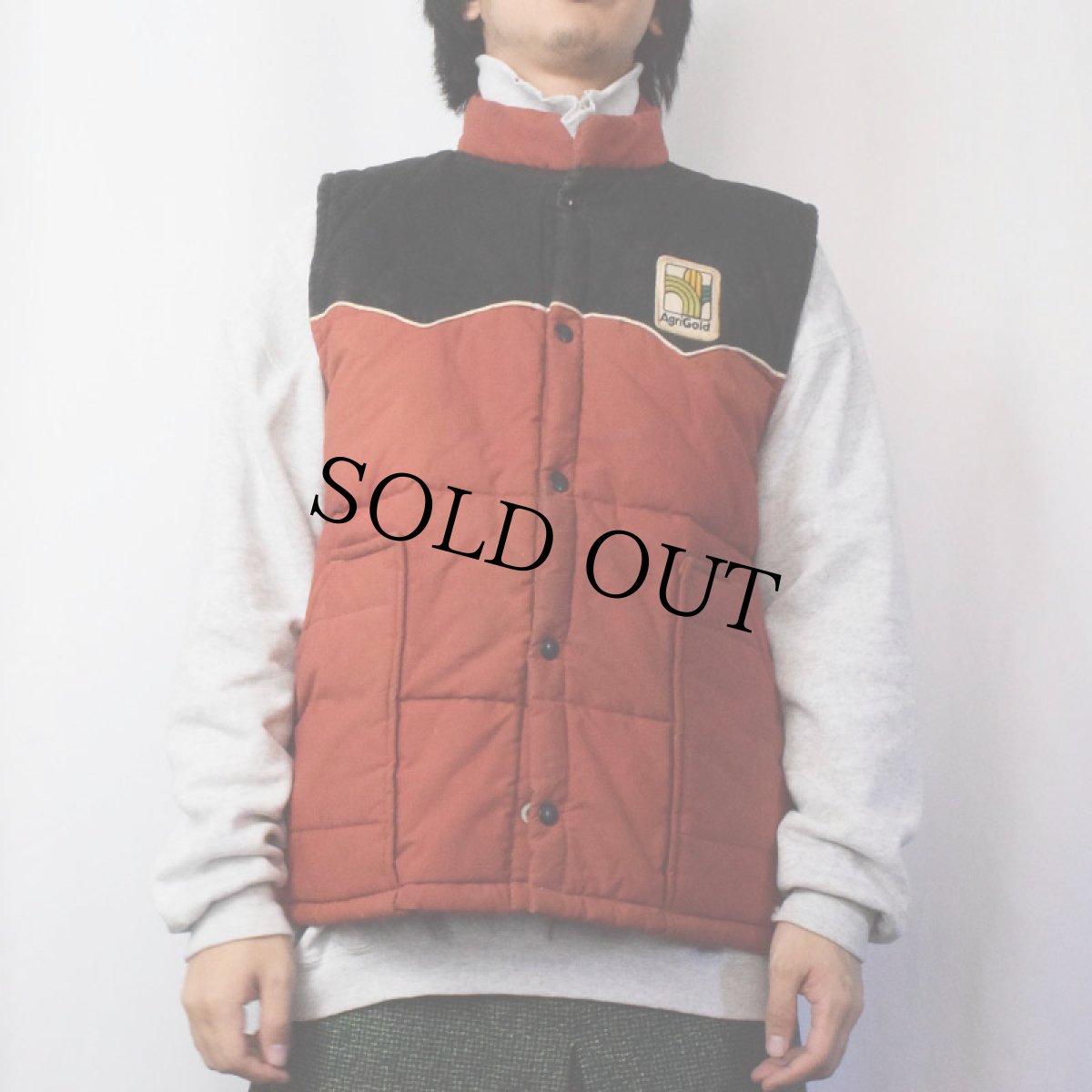 画像2: 70's Swingster USA製 "AgriGold" パッチ付き ウエスタン中綿ナイロンベスト L (2)