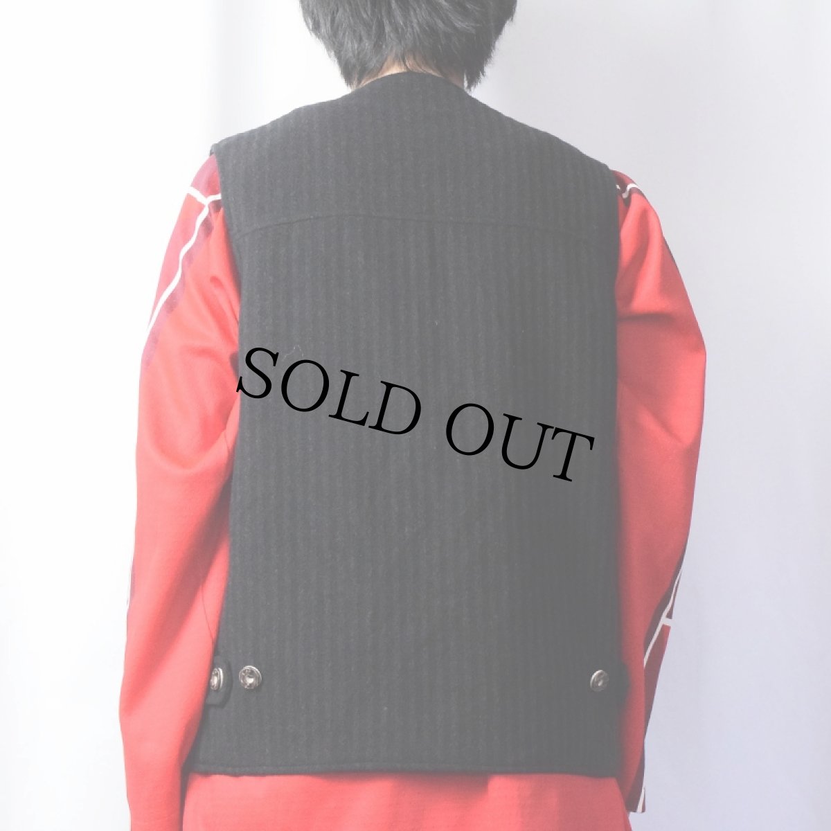 画像3: Fashion in WOOL ウール×ポリエステル 切り替えデザインベスト BLACK (3)