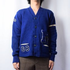 画像2: 50〜60's LASLEY KNITTING CO. ウールレタードニットカーディガン (2)