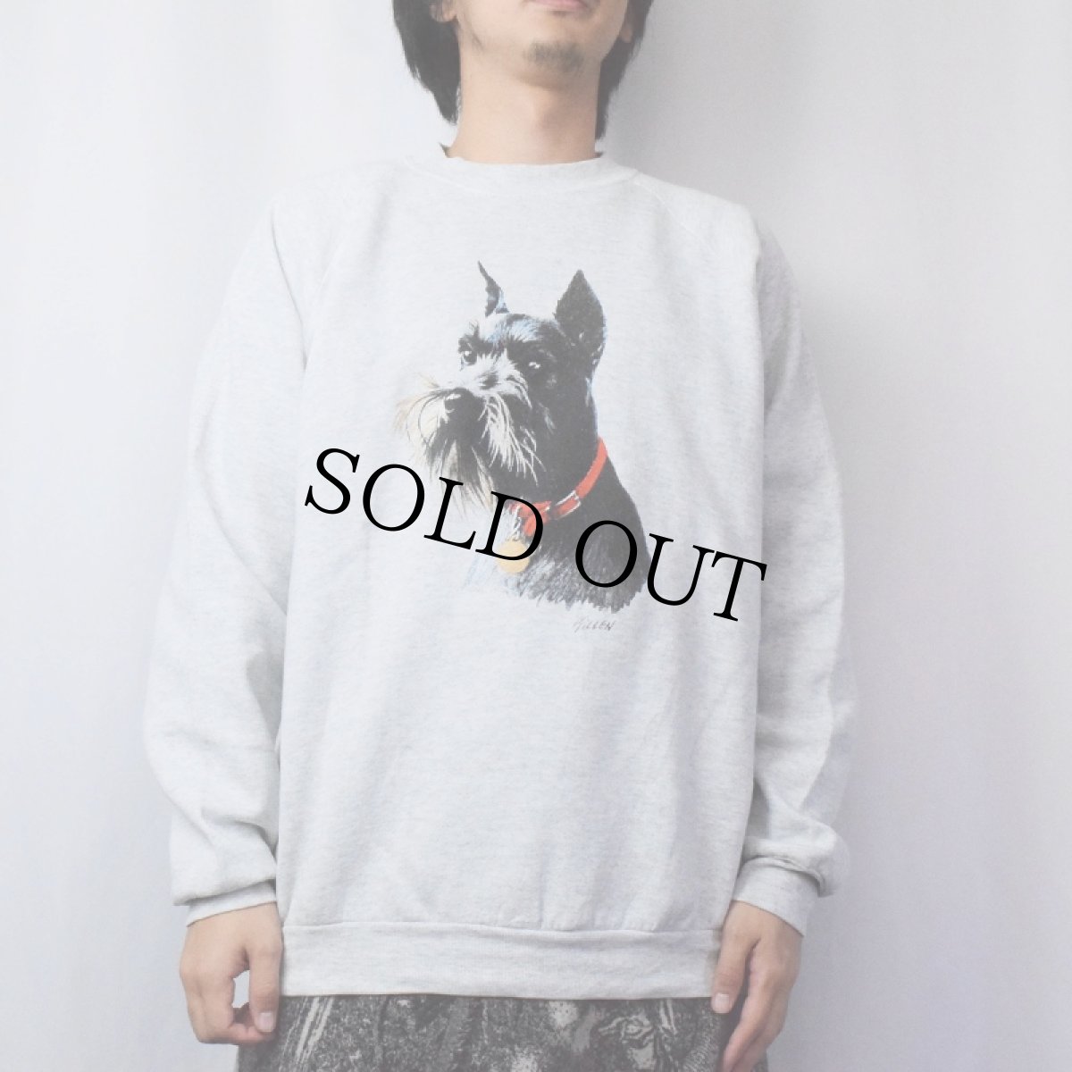 画像2: 90's USA製 "KiLLEN" 犬プリントラグランスウェット XL (2)