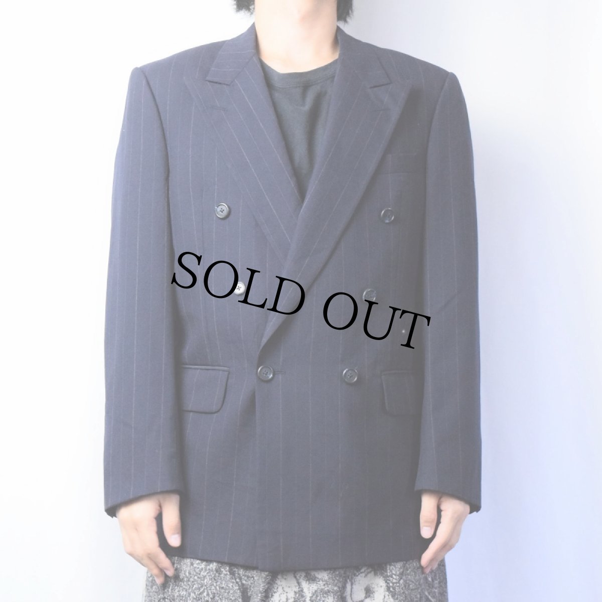 画像2: 80〜90's Burberrys' ストライプ柄 ウールテーラードジャケット NAVY (2)