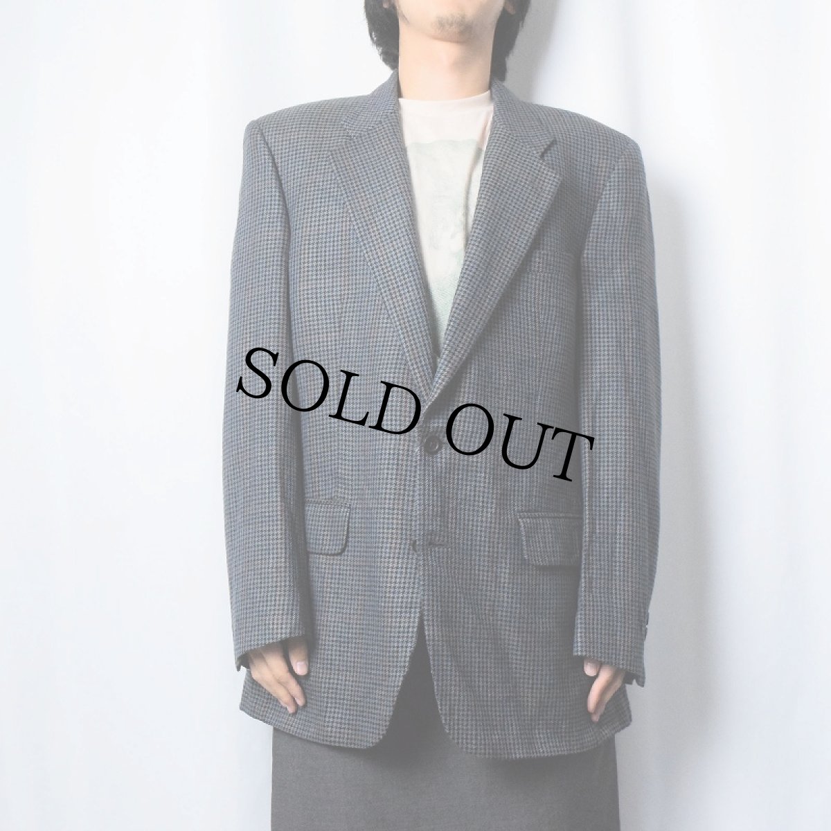 画像2: 80〜90's Burberrys' USA製 千鳥格子柄 テーラードジャケット (2)