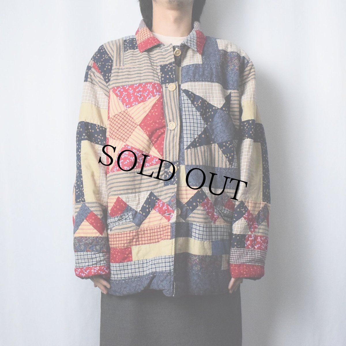 画像2: 星柄 パッチワーク キルティングジャケット (2)