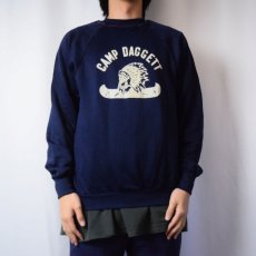 画像2: 70〜80's USA製 "CAMP DAGGETT" インディアンヘッド プリントラグランスウェット NAVY (2)