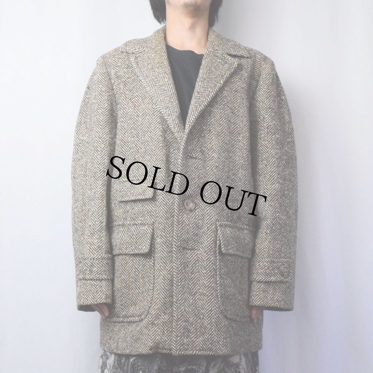 画像2: 50〜60's Happ ヘリンボーン織 カラーネップ混 ウールツイードコート (2)