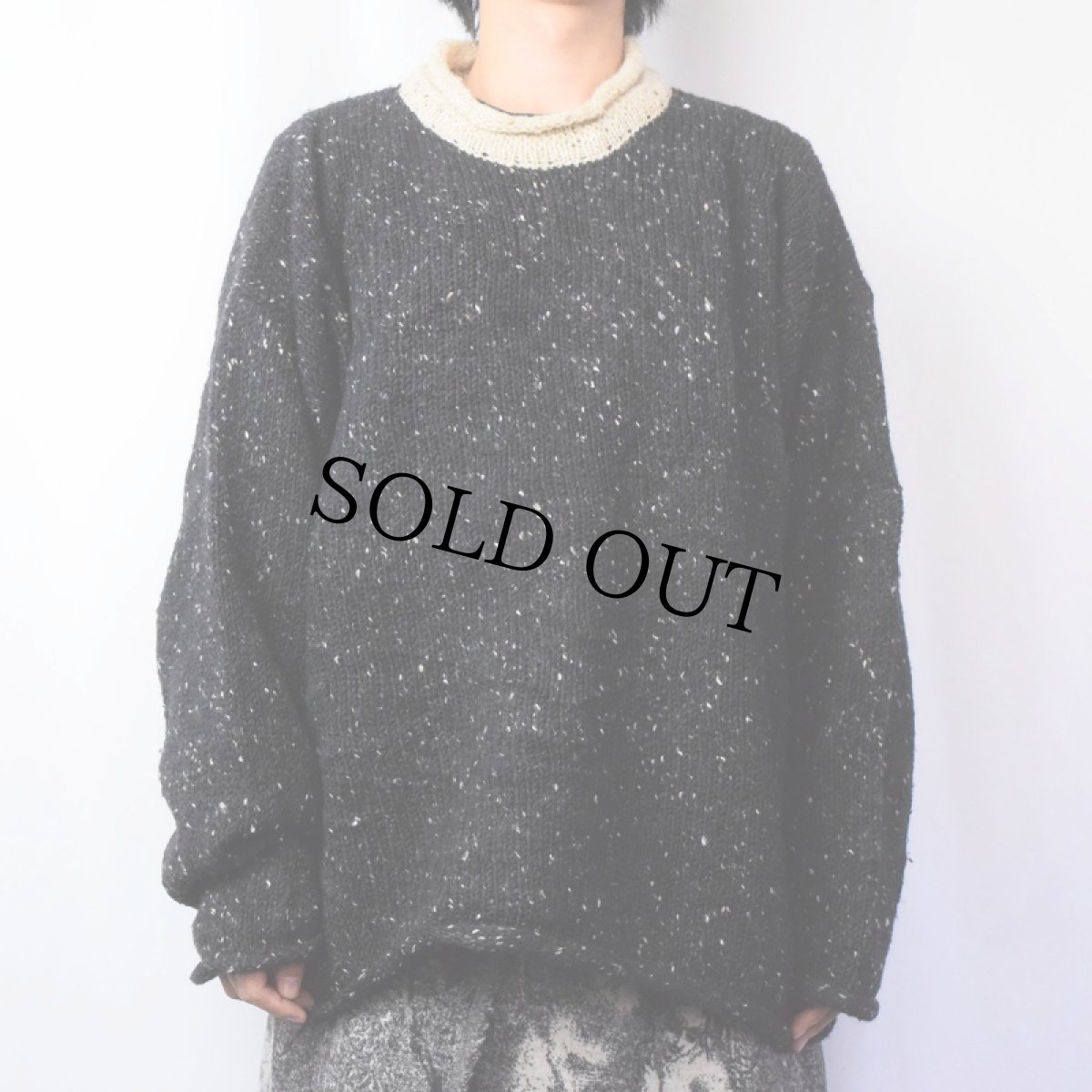 画像2: ROSSAN IRELAND製 ネップ混 ロールネック ウールニットセーター BLACK XXL (2)