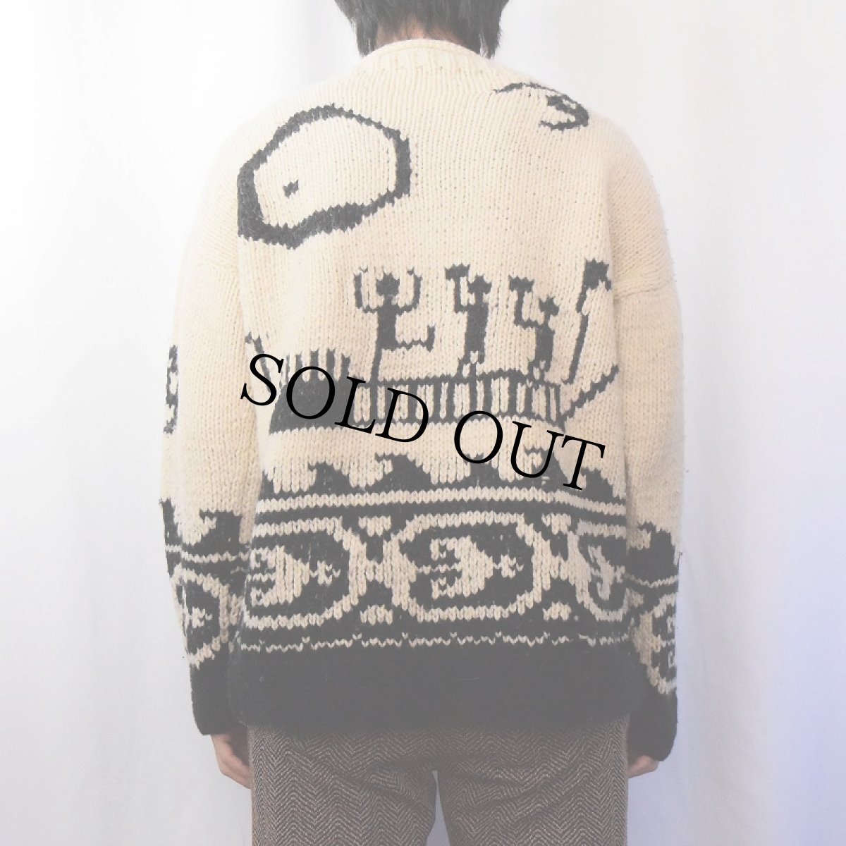 画像3: SHEEP RIVER TRADING CO. ECUADOR製 柄編み ロールネック エクアドルニットセーター S (3)