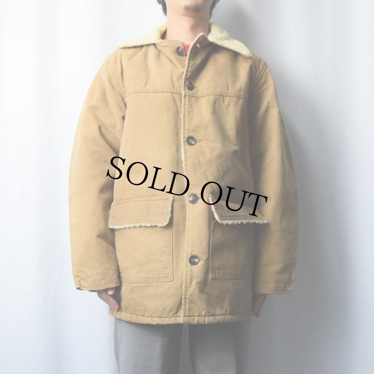 画像2: 70's Carhartt プリントタグ ボアライナー ダック ランチコート SIZE42 (2)