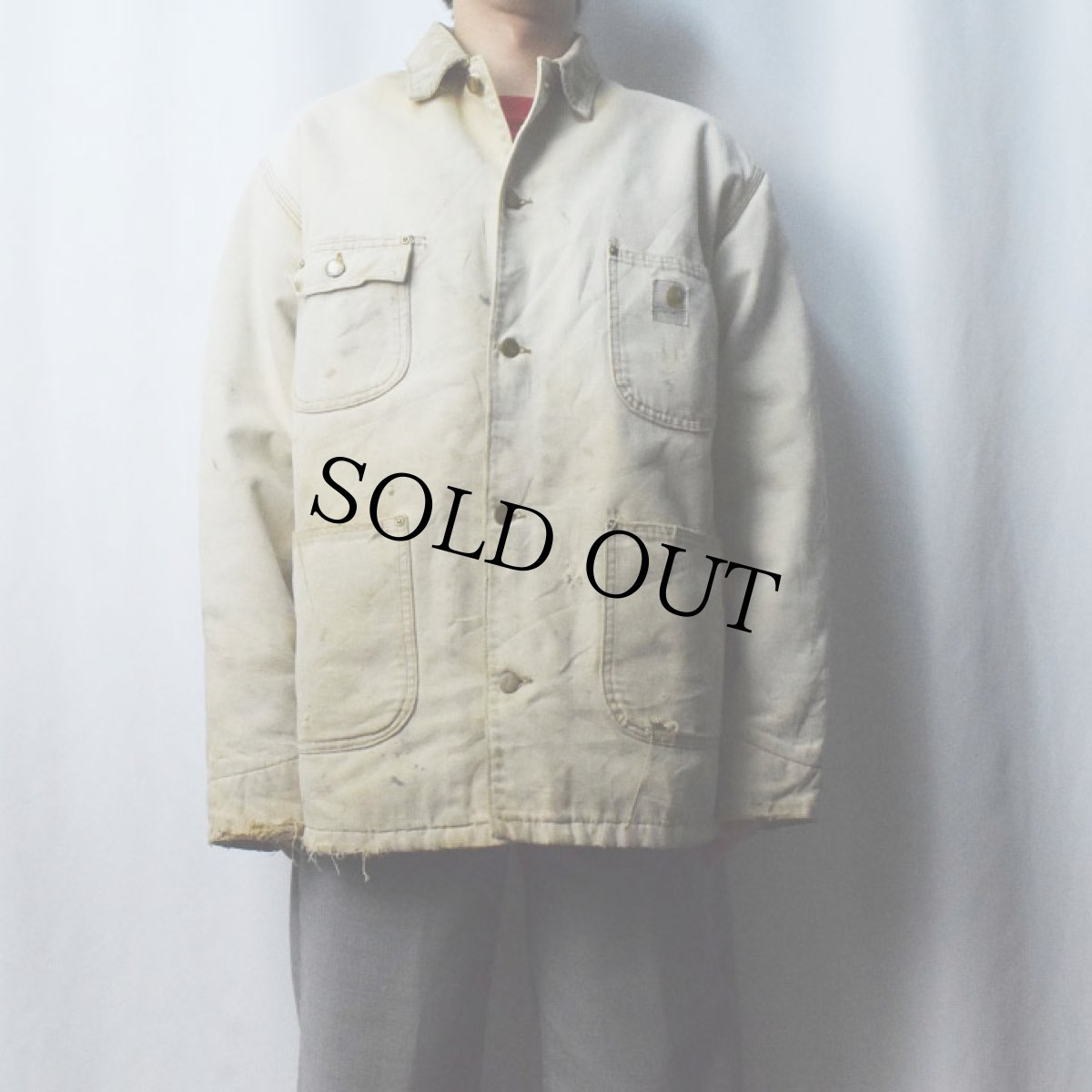 画像2: 70's Carhartt プリントタグ ブランケットライナー ダック ミシガンチェアコート SIZE44L (2)