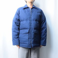 画像2: 70's TOWNCRAFT JCPenney USA製 中綿入り ポリエステル×コットン ウエスタンジャケット NAVY M (2)