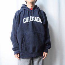 画像2: 90's MV SPORT REVERSE WEAVE TYPE "COLORADO" プリントスウェットフーディー NAVY XXL (2)