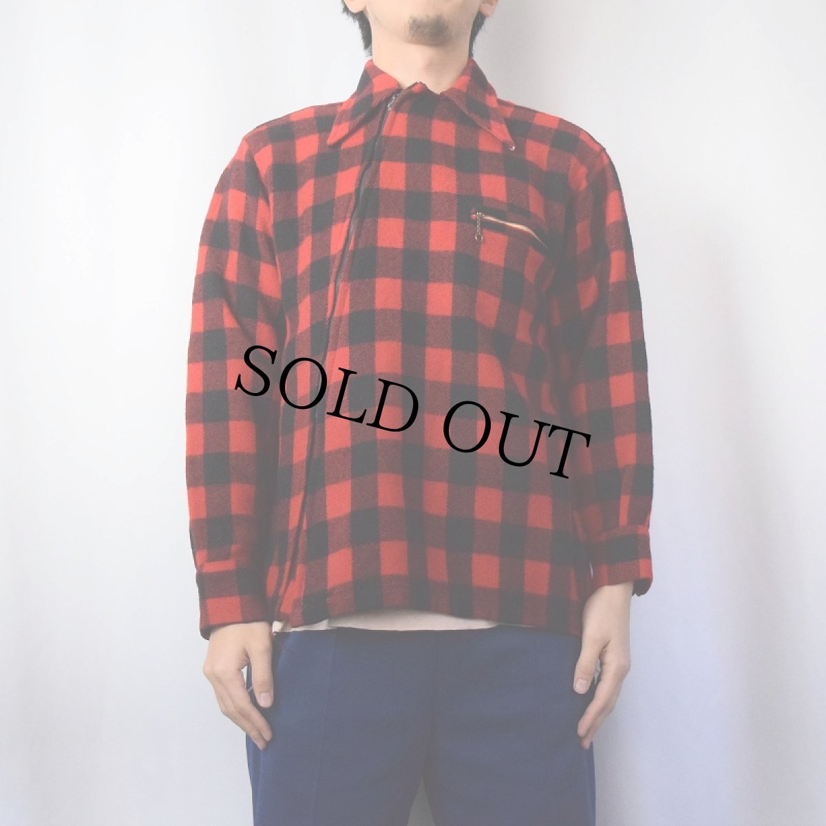 画像2: 40〜50's Field Master バッファローチェック柄 ウールジップシャツ (2)