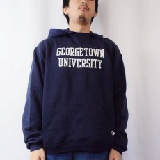 画像2: 80's RUSSELL ATHLETIC USA製 "GEORGETOWN UNIVERSITY" スウェットフーディ NAVY XL (2)