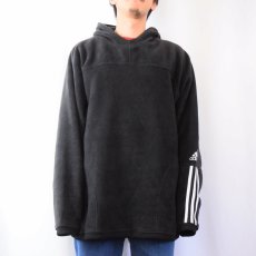 画像2: adidas ロゴ刺繍 フリースパーカー BLACK L (2)