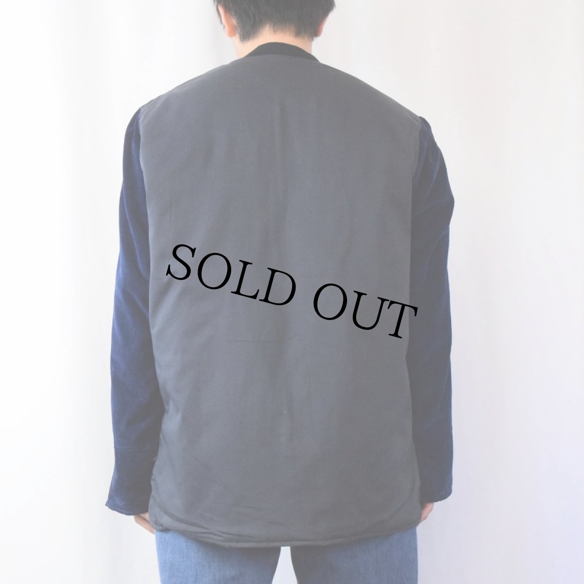 画像3: 70〜80's チェック柄 切り替えデザイン リバーシブルジャケット NAVY SIZE44T (3)