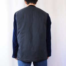 画像3: 70〜80's チェック柄 切り替えデザイン リバーシブルジャケット NAVY SIZE44T (3)