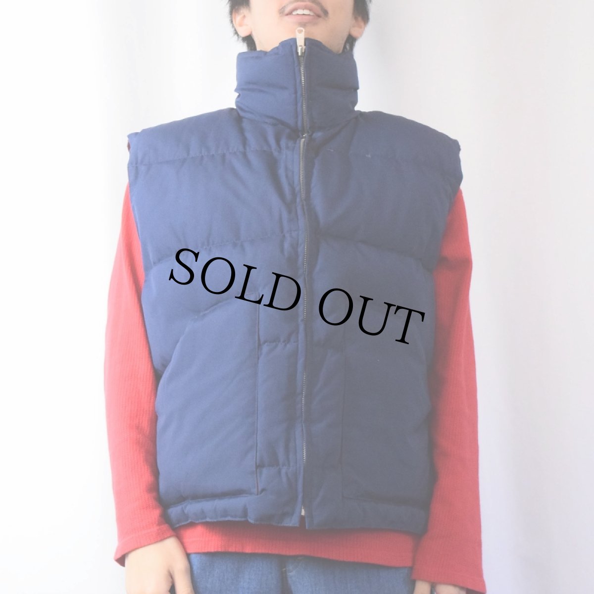 画像2: 80〜90's MONTGOMERY WARD ポリエステル×コットン ダウンベスト NAVY XL (2)