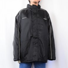 画像2: 【SALE】 2000's umbro ロゴ刺繍 フード付き ナイロン中綿ジャケット BLACK L (2)