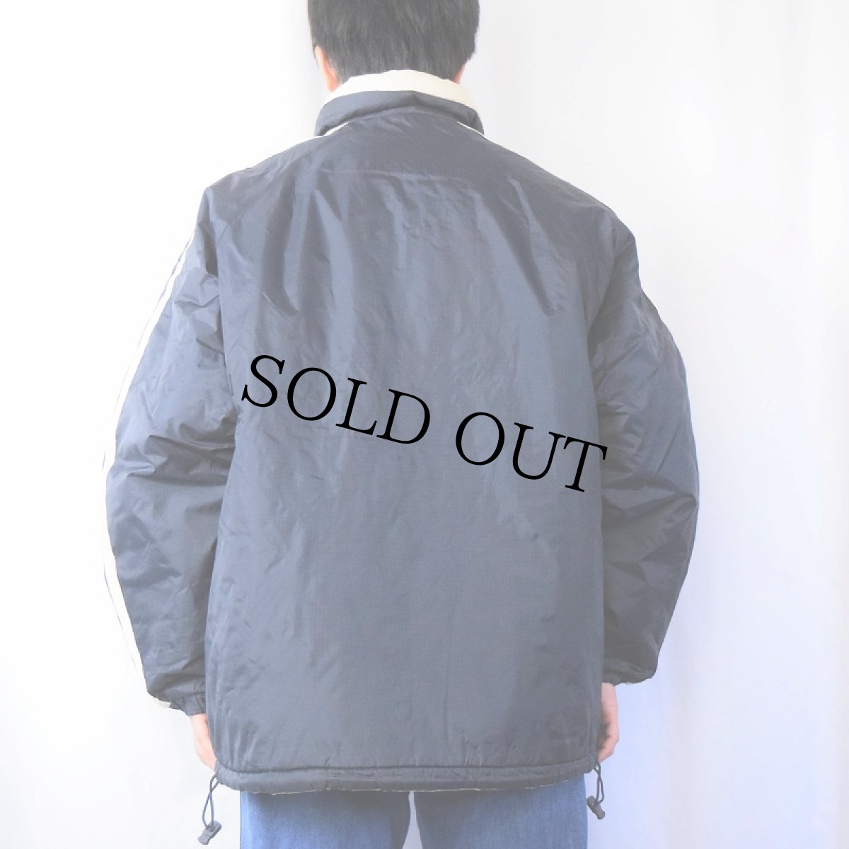 画像4: 90's UMBRO ロゴ刺繍 リバーシブル ナイロン中綿ジャケット NAVY M (4)