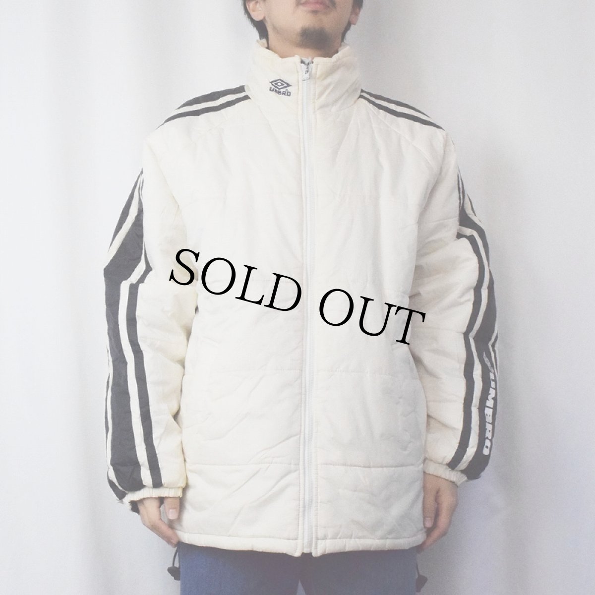 画像5: 90's UMBRO ロゴ刺繍 リバーシブル ナイロン中綿ジャケット NAVY M (5)