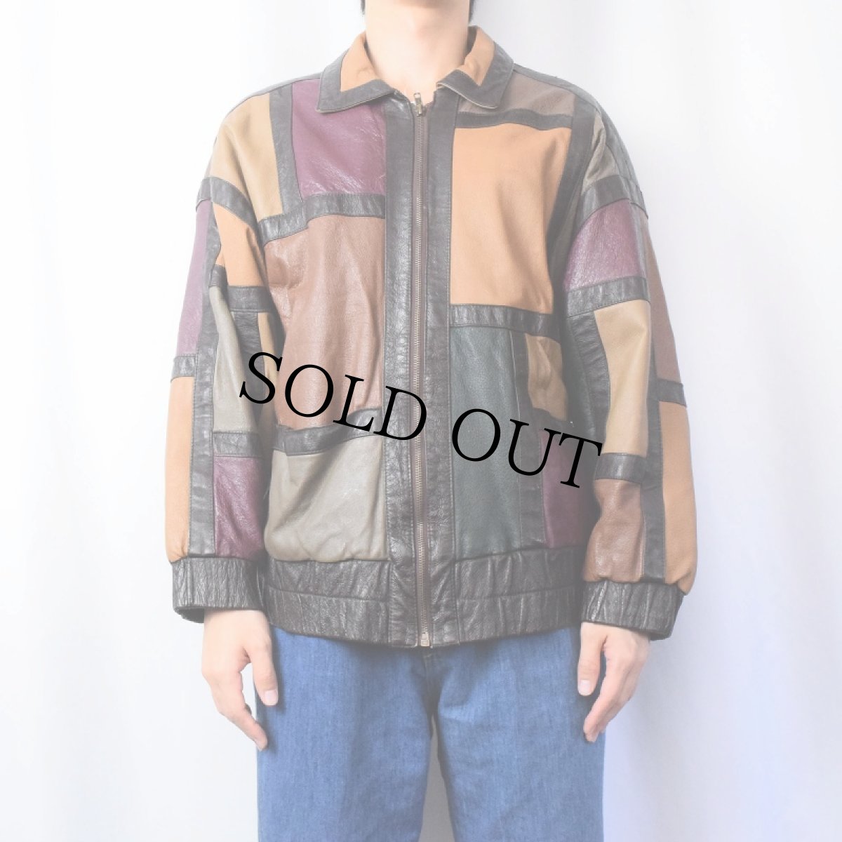 画像2: Avanti パッチワークレザージャケット M (2)