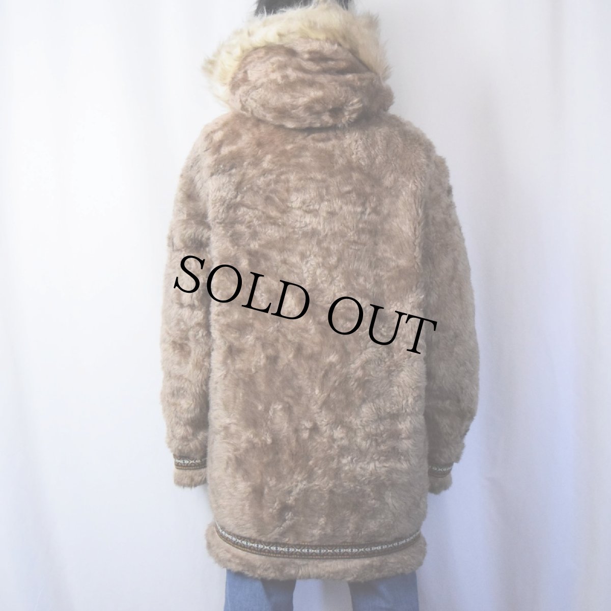 画像3: 70's Hansa-Branta チロリアンテープ フェイクファー エスキモーダウンジャケット L (3)