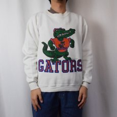 画像2: 80's RUSSELL ATHLETIC USA製 "GATORS" 前V キャラクタープリントスウェット L (2)