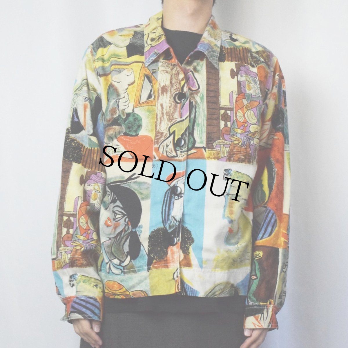 画像2: KAKTUS リネン×レーヨン アートプリントジャケット XL (2)