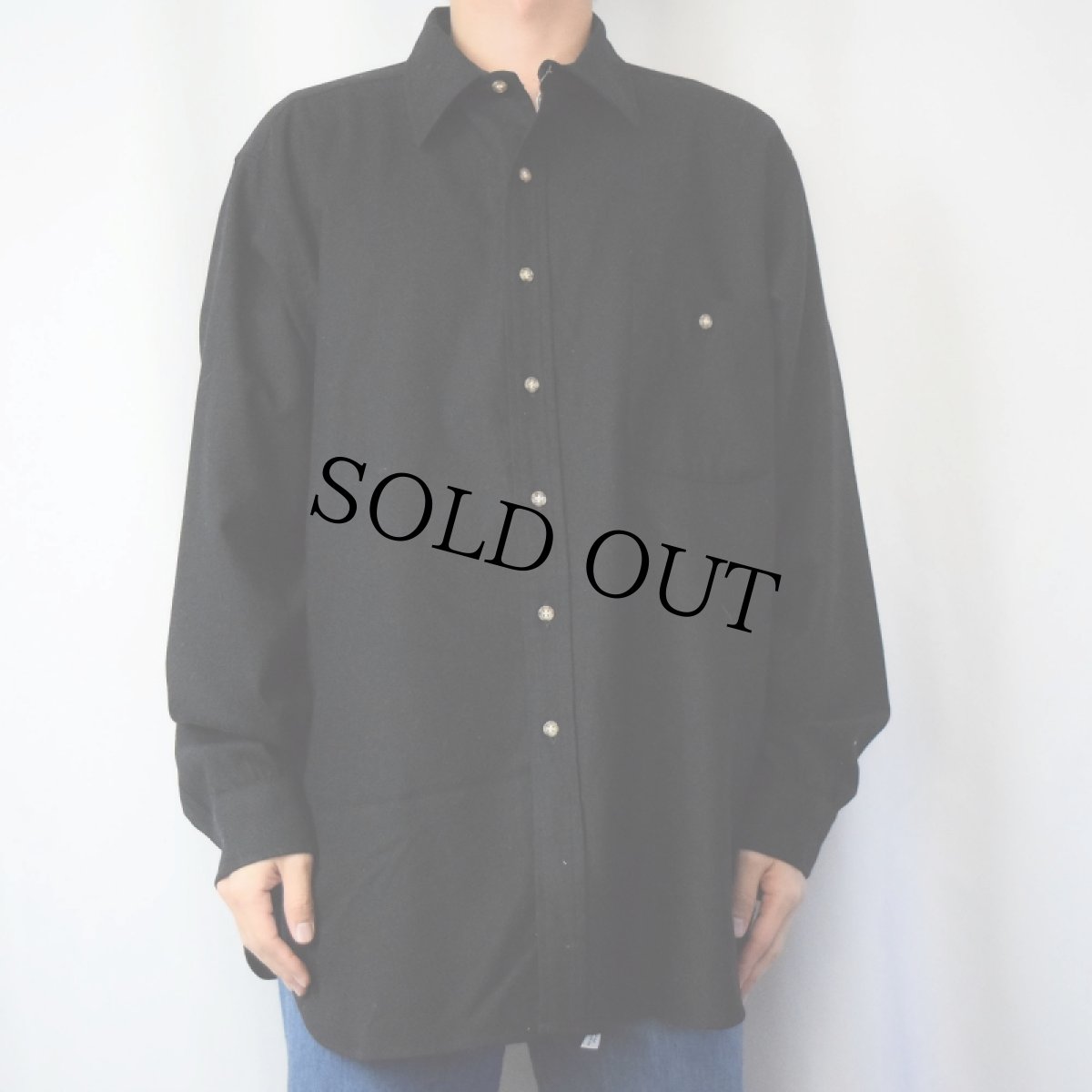 画像2: 70's PENDLETON USA製 エルボーパッチ付き ウールシャツ BLACK XL (2)
