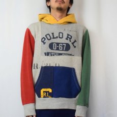 画像2: POLO Ralph Lauren クレイジーパターン ドッキングスウェットフーディ M (2)