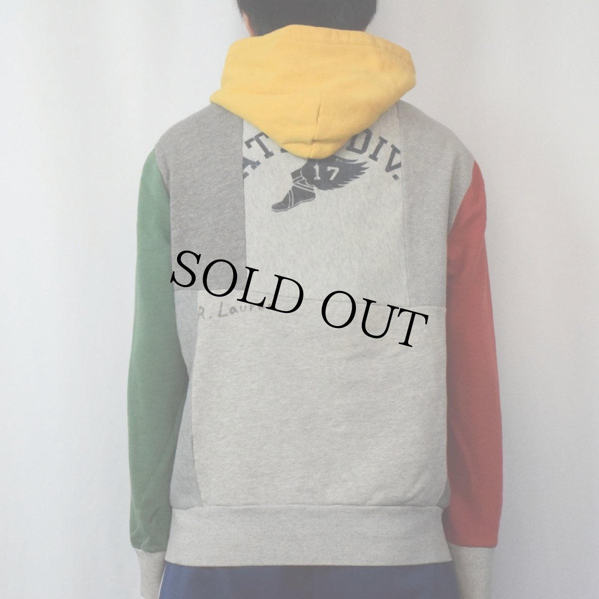 画像3: POLO Ralph Lauren クレイジーパターン ドッキングスウェットフーディ M (3)