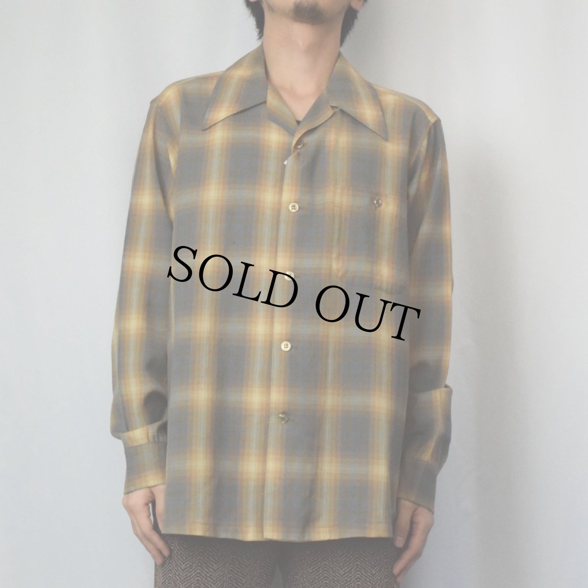 画像2: 80's PENDLETON "SIR PENDLETON" USA製 オンブレーチェック柄 オープンカラーウールシャツ L (2)