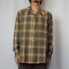 画像2: 80's PENDLETON "SIR PENDLETON" USA製 オンブレーチェック柄 オープンカラーウールシャツ L (2)