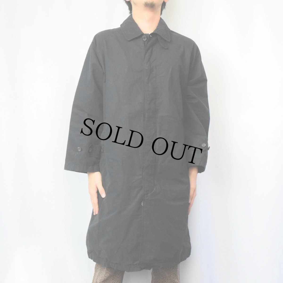 画像2: POLO Ralph Lauren 一枚袖 チェック柄ライナー コットン×ナイロン ステンカラーコート BLACK M (2)