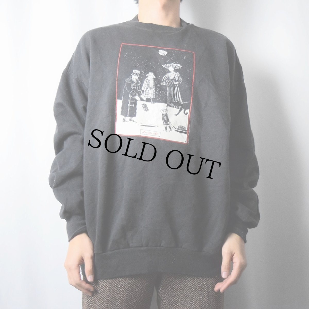 画像2: 90's Edward Gorey "Fruitcake" イラストプリントスウェット BLACK XL (2)