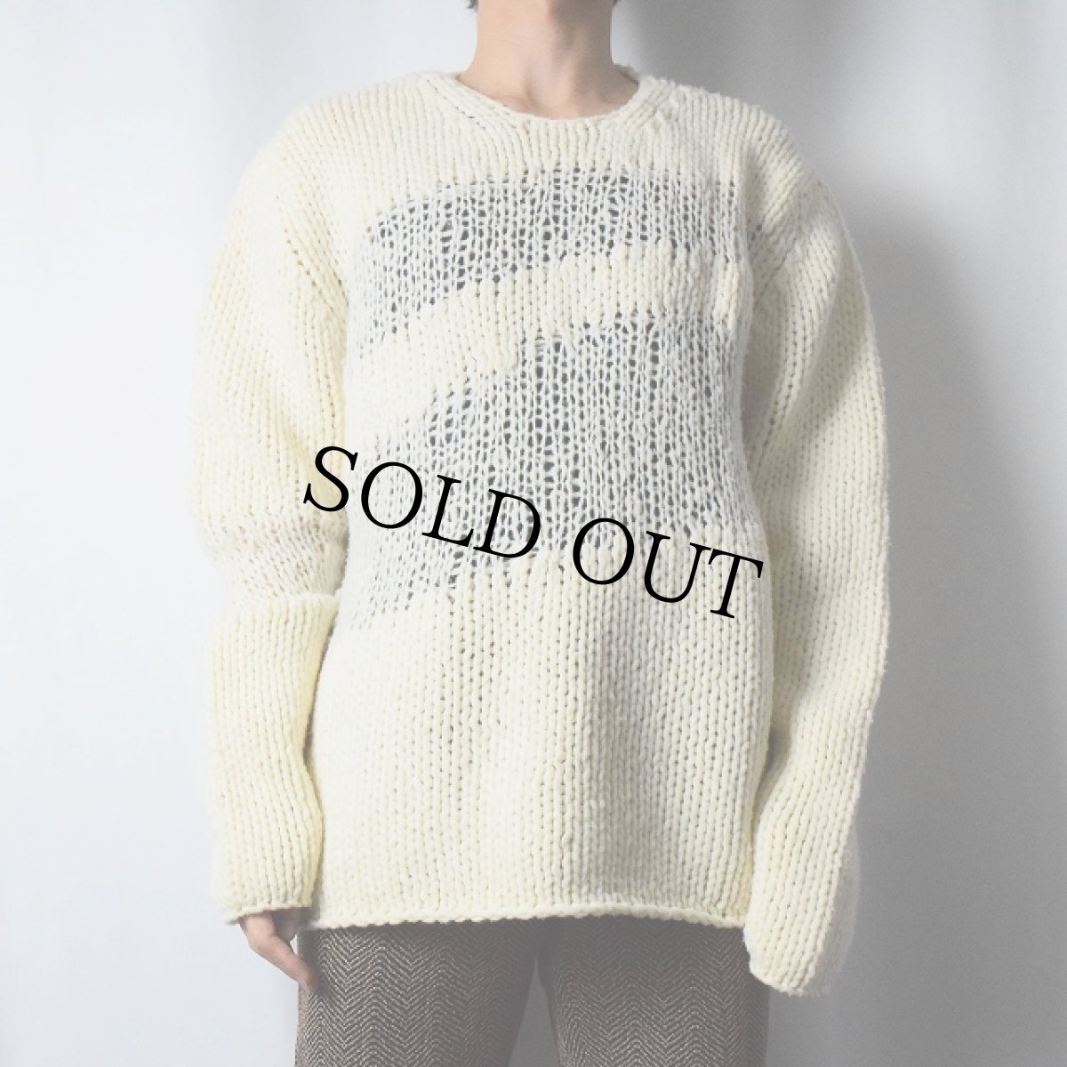 画像2: DKNY 切り替えデザイン ウール×ナイロン ニットセーター L (2)