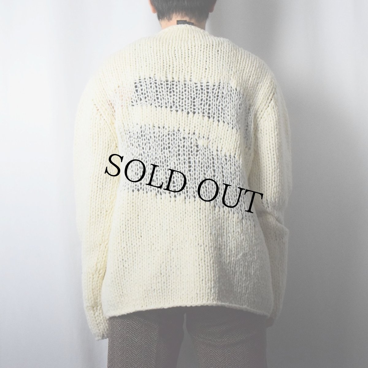 画像3: DKNY 切り替えデザイン ウール×ナイロン ニットセーター L (3)