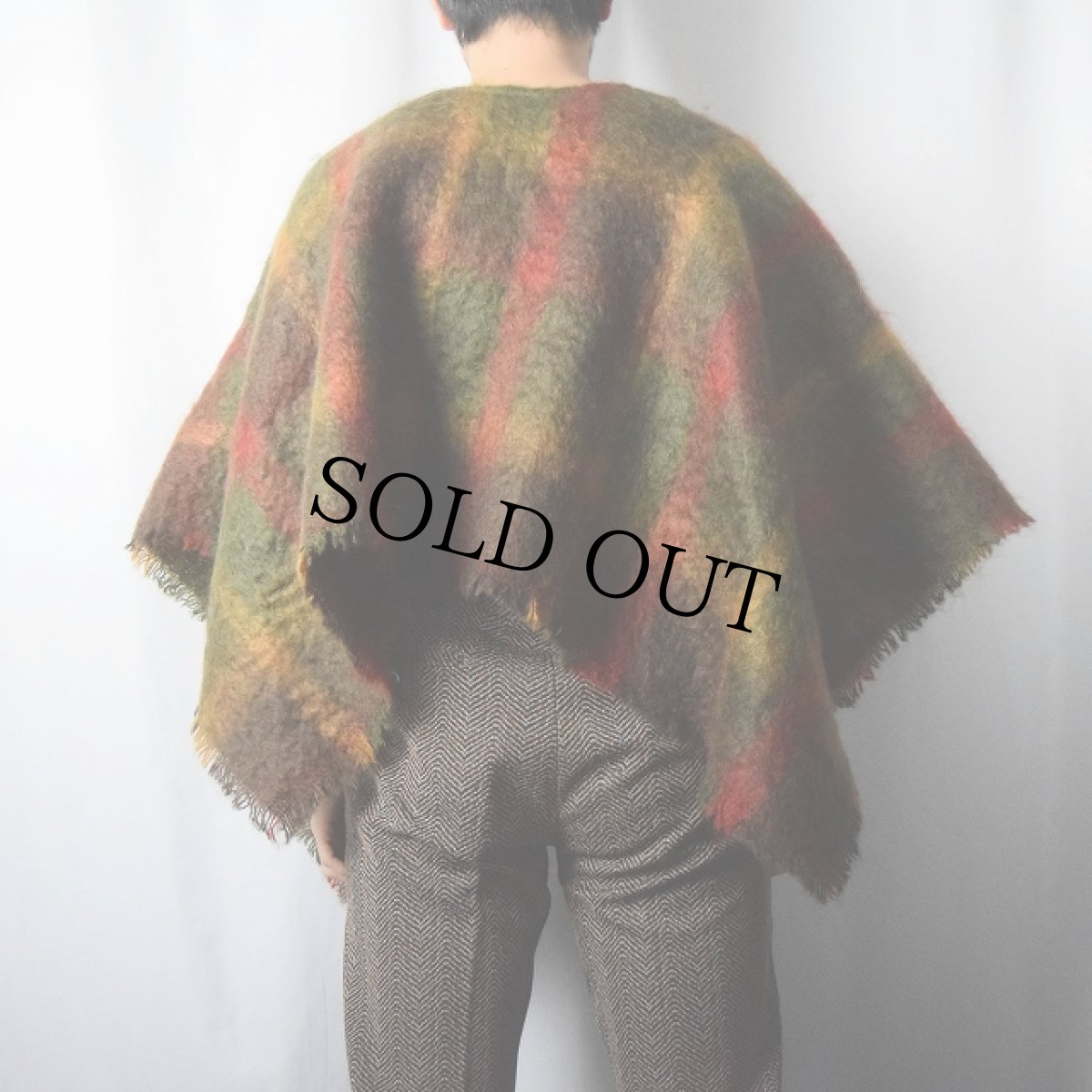 画像3: Cushendale IRELAND製 チェック柄 モヘアニットポンチョ (3)
